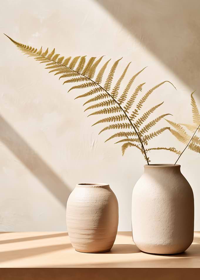 Dried Fern in Ceramic Vases