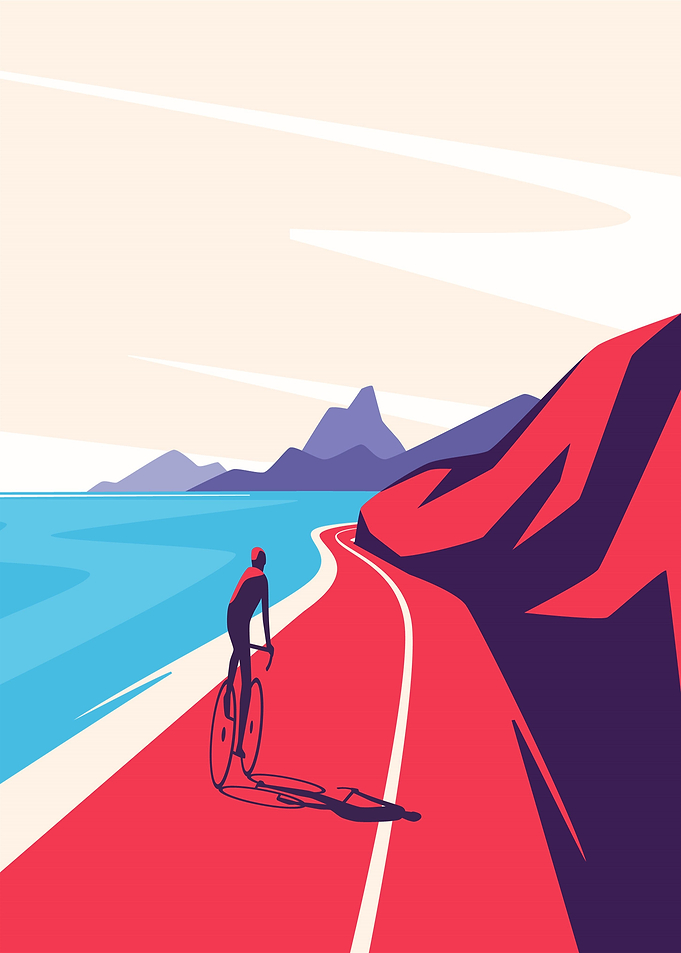 Cyclist on a Coastal Road
