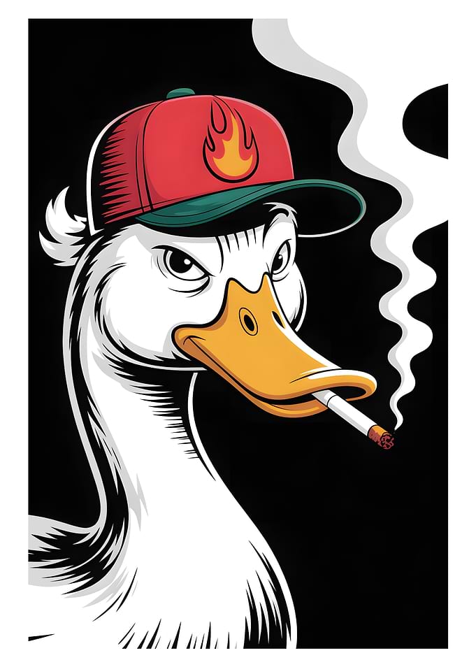Duck Wearing a Hat Smoking