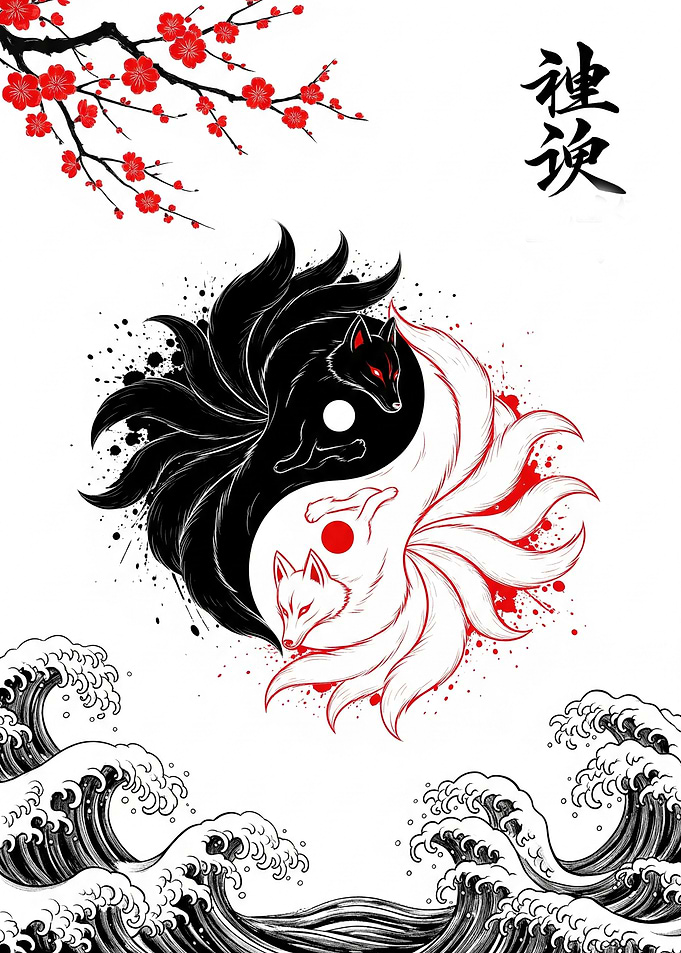 Yin Yang Fox Spirit Art