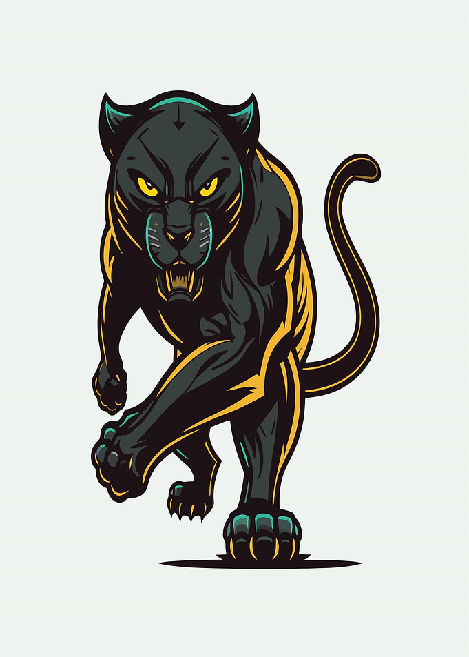 Aggressive Black Panther Illustration