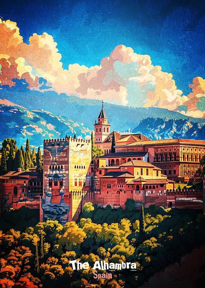 The Alhambra Spain travel Poster