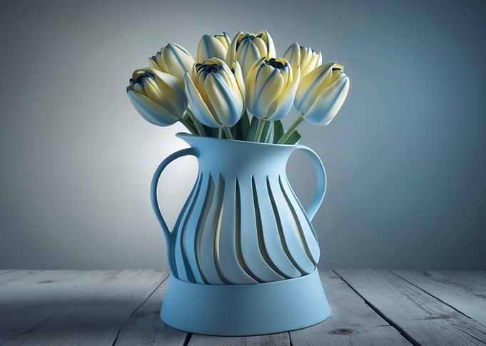 Blue and Yellow Tulips in a Vase