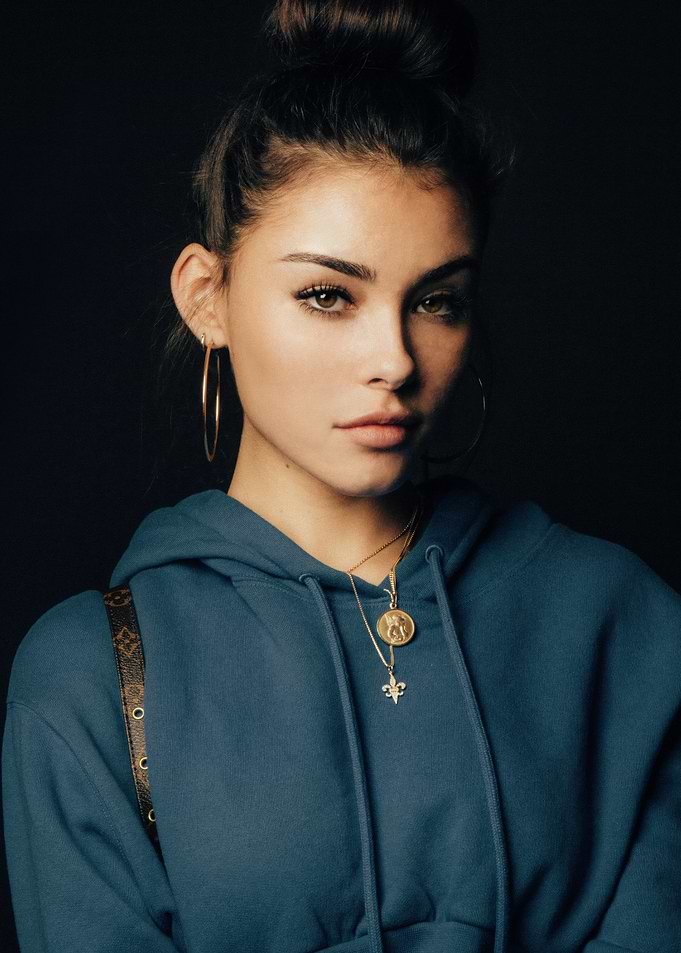 Madison Beer in Blue Hoodie