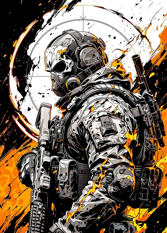 Soldier with Skull Mask and Rifle
