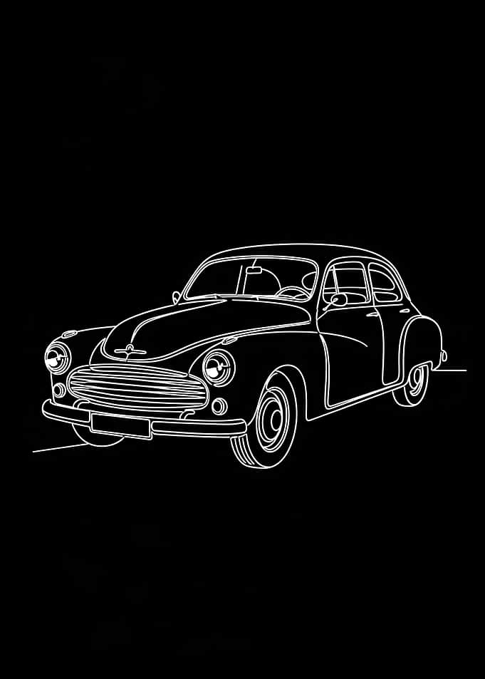 Vintage Car Wall Art Classic Car Desgin Decor Black And White Garage Art