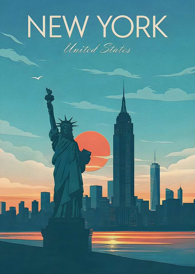 New York City Skyline at Sunset