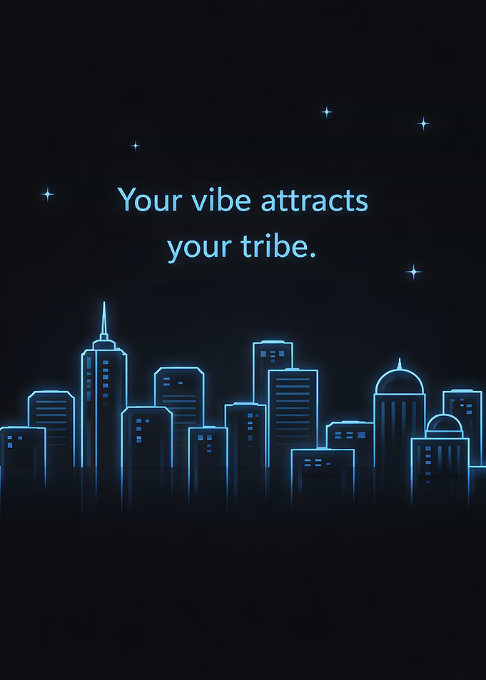 Neon City Skyline with Inspirational Quote