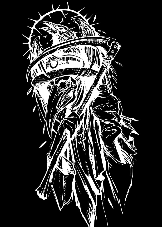 Plague Doctor with Raven and Scythe