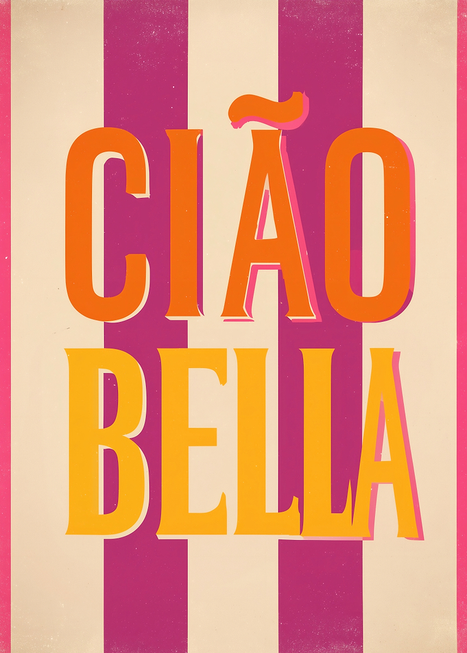 Ciao Bella Retro Stripe Typography