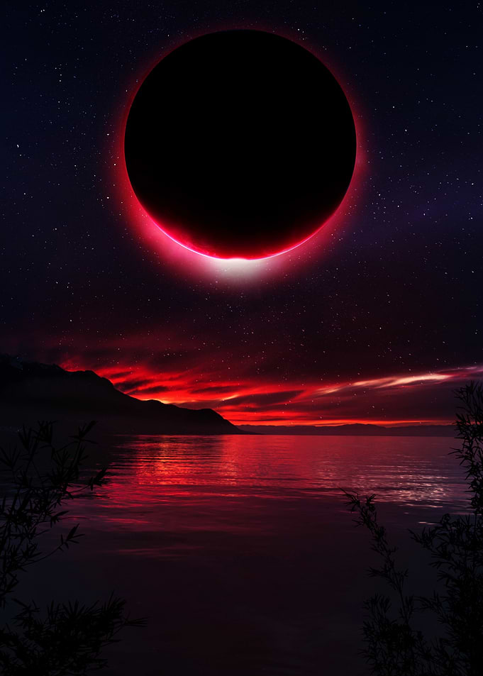 Solar Eclipse Over Ocean Landscape
