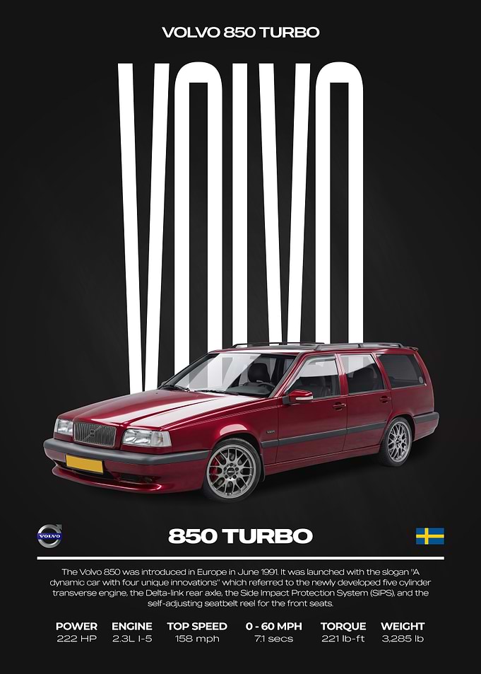 Volvo 850 Turbo Car Poster