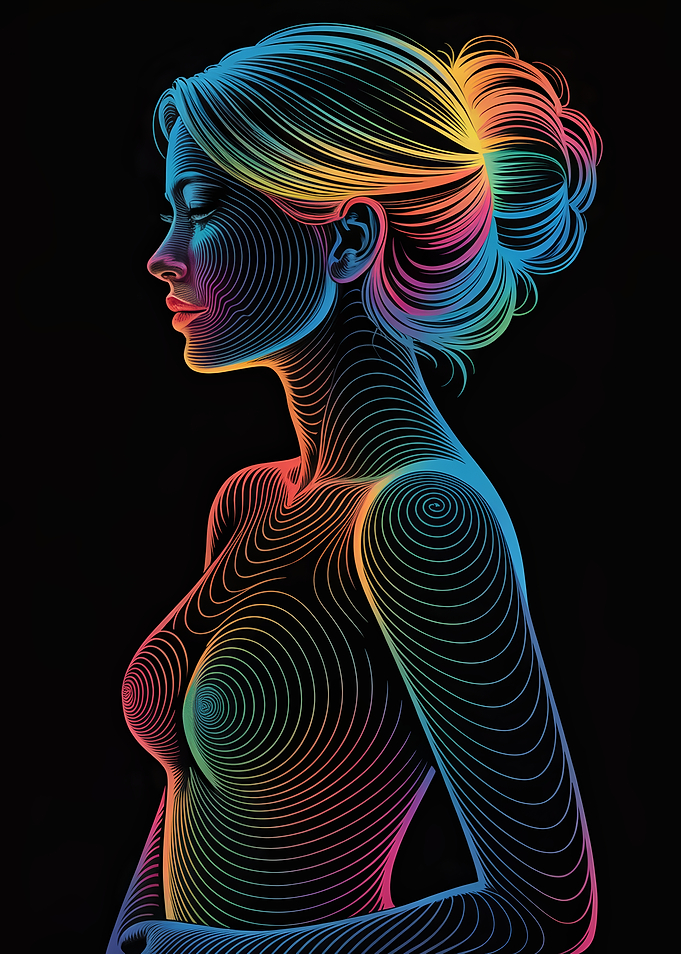 Neon Contour Woman Profile