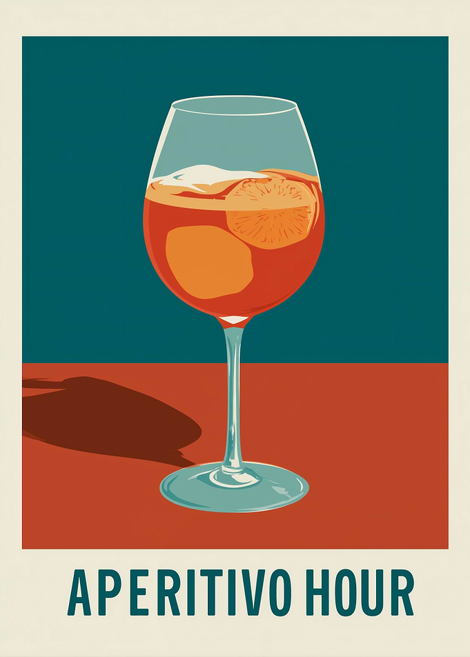 Aperitivo Hour Italian Spritz Retro Poster