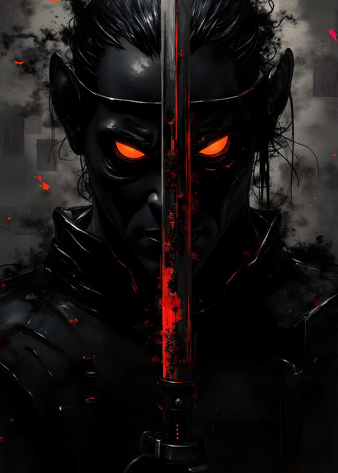 Dark Elf Warrior with Glowing Eyes