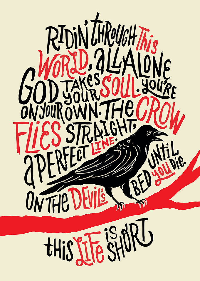 Crow on a Branch with Text