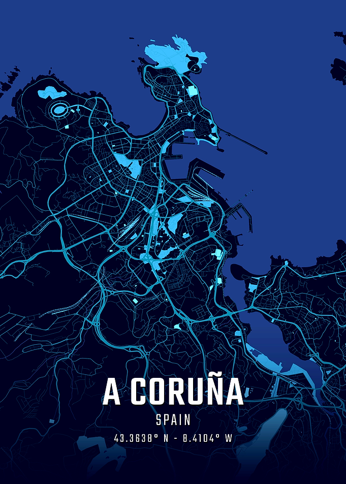 A Coruña Midnight City Map