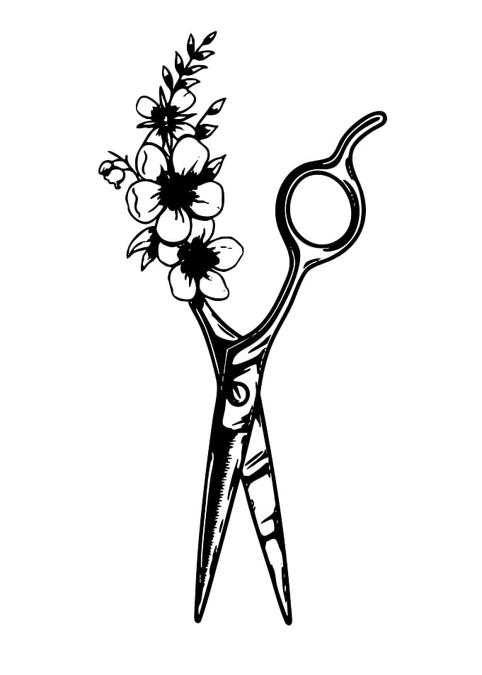 Floral Scissors Illustration