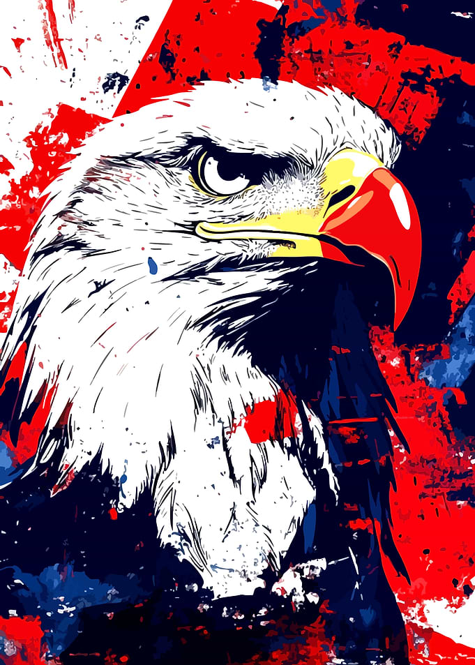 Eagle with American Flag Background