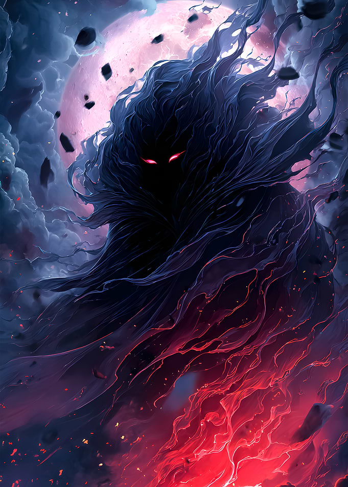 Dark Shadowy Figure with Red Eyes