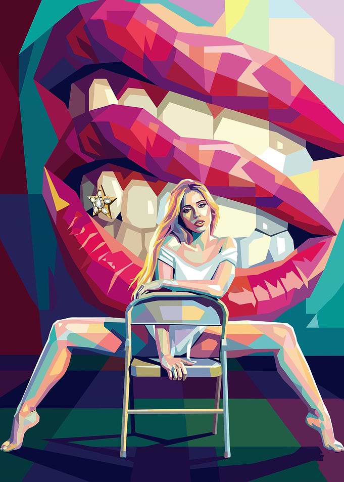 Woman in Chair with Giant Lips
