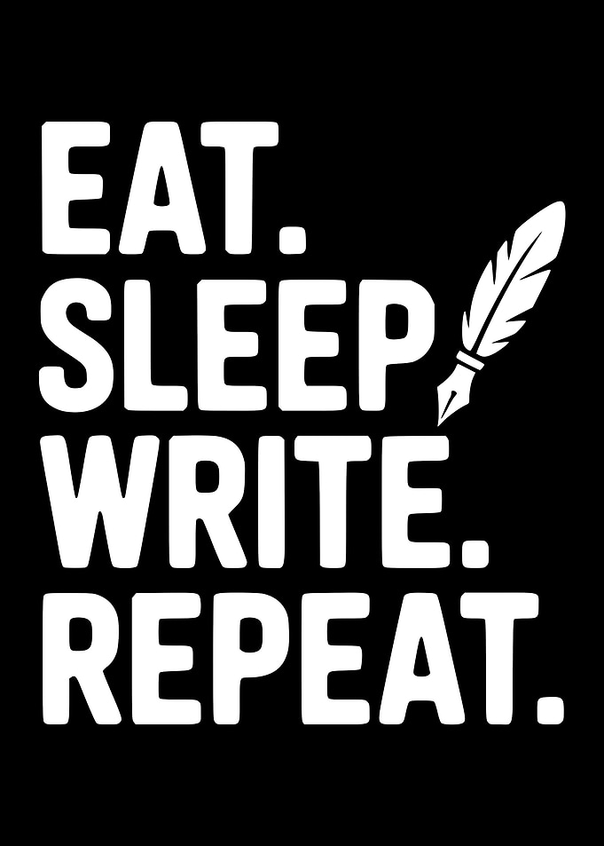 Eat Sleep Write Repeat Feather Pen