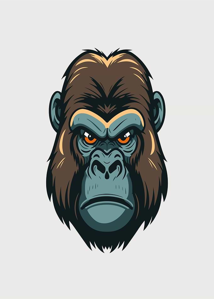 Angry Gorilla Face Illustration