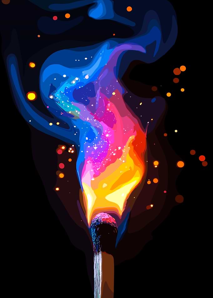 Colorful Match Flame