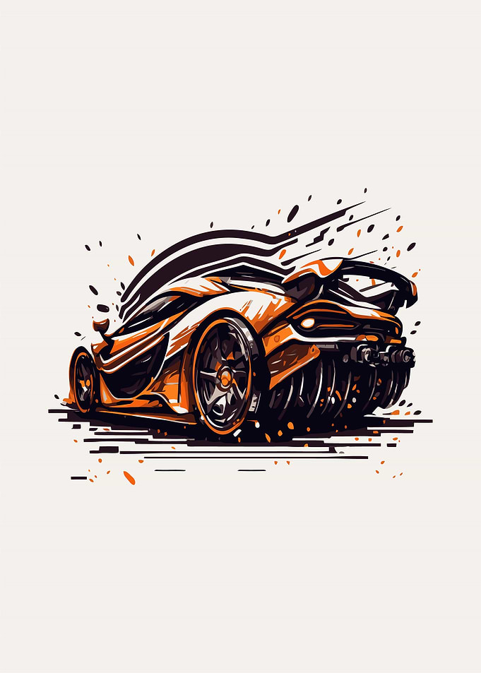 Aggressive Orange Sports Car Illustration