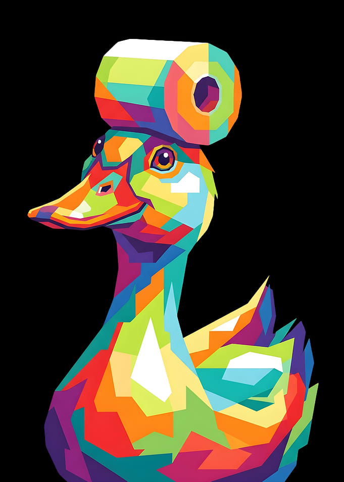 Colorful Duck with Toilet Paper Hat