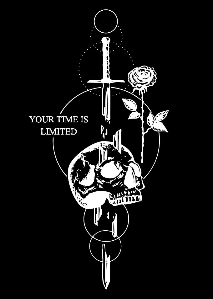 Skull, Sword, and Rose Tattoo Design