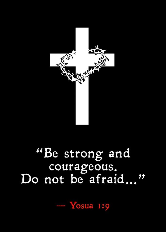 Christian Cross with Crown of Thorns and Verse