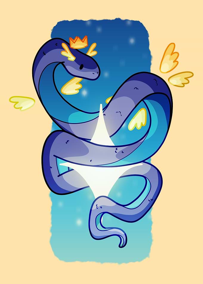 Cute Dragon with Crown and Wings