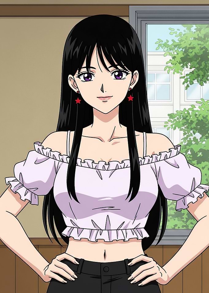 Anime Girl with Star Earrings