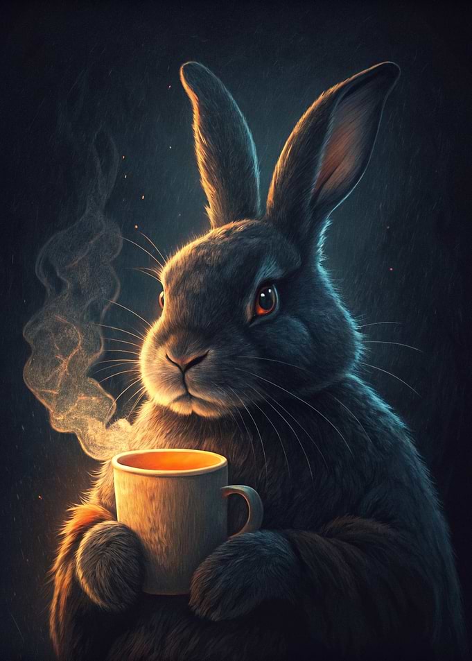 Bunny with a Hot Drink