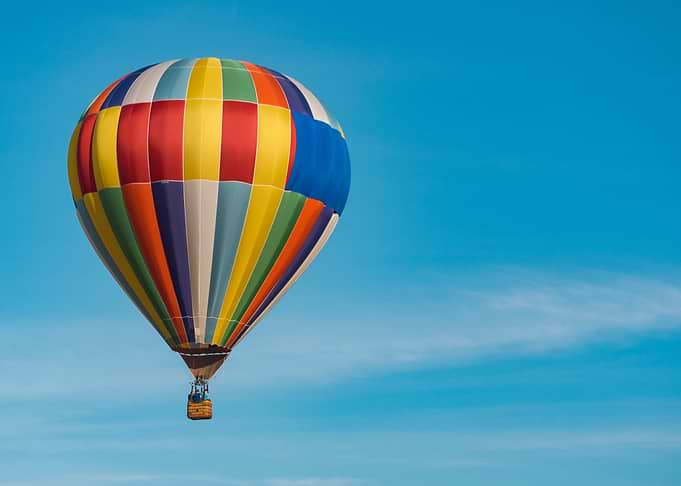 Colorful Hot Air Balloon in Blue Sky