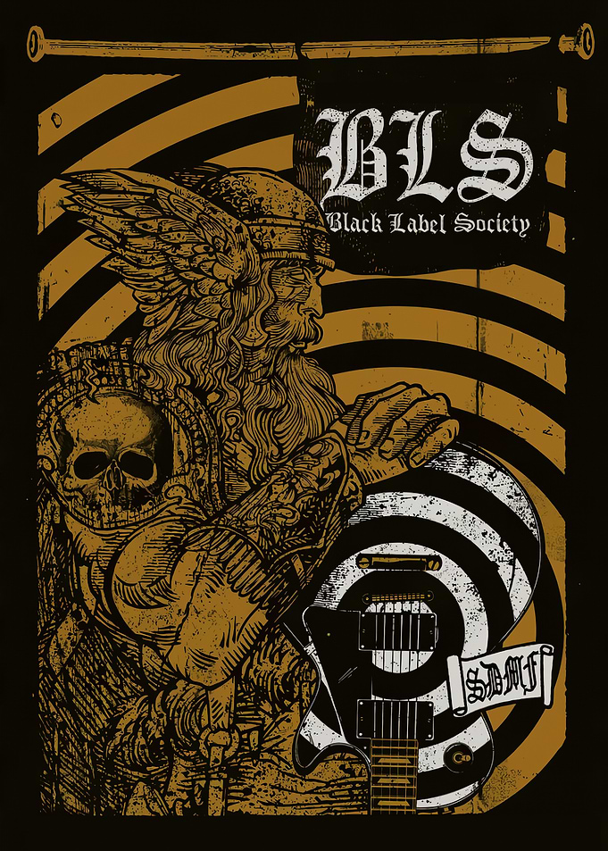 Black Label Society Viking Guitar Art