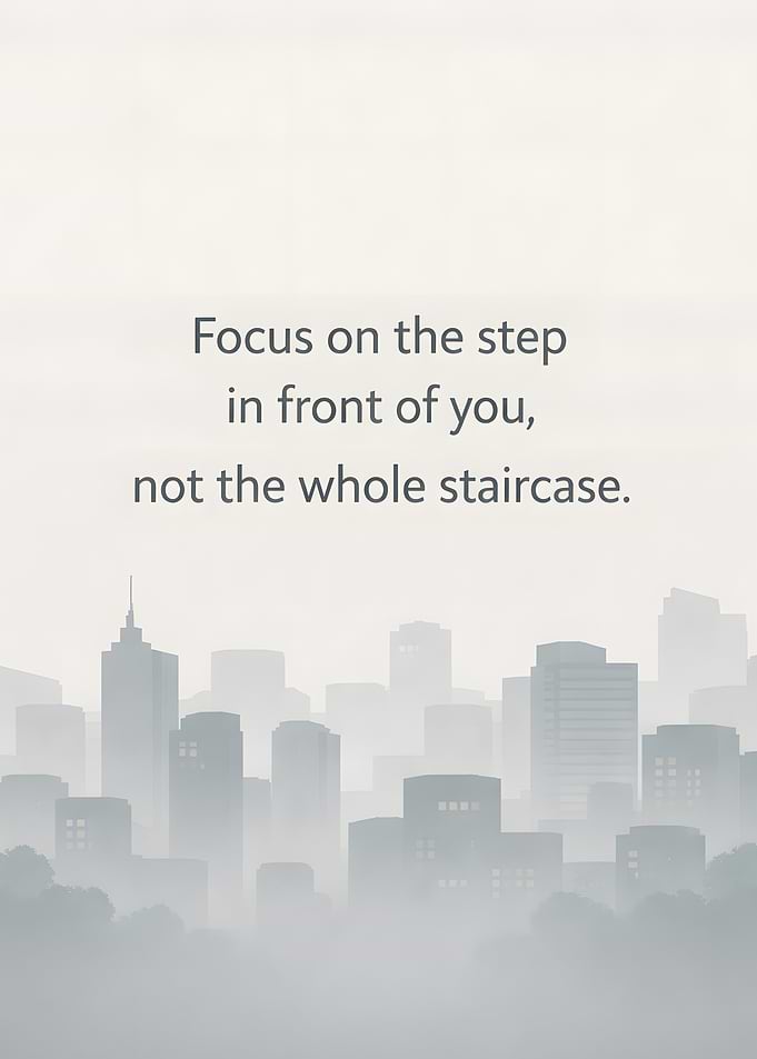 Inspirational quote over cityscape