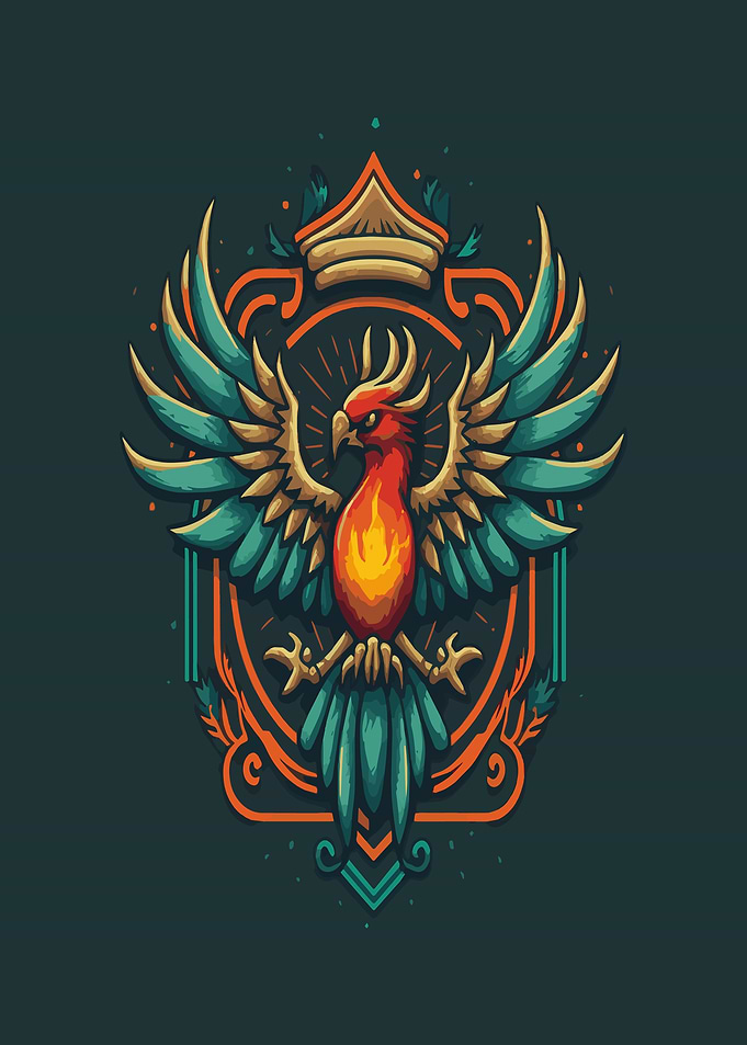 Phoenix Emblem with Crown