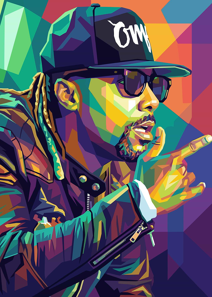 Lil Jon WPAP Portrait of a Man in a Hat