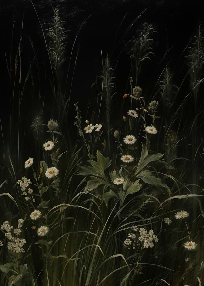 Dark Floral art with Daisies