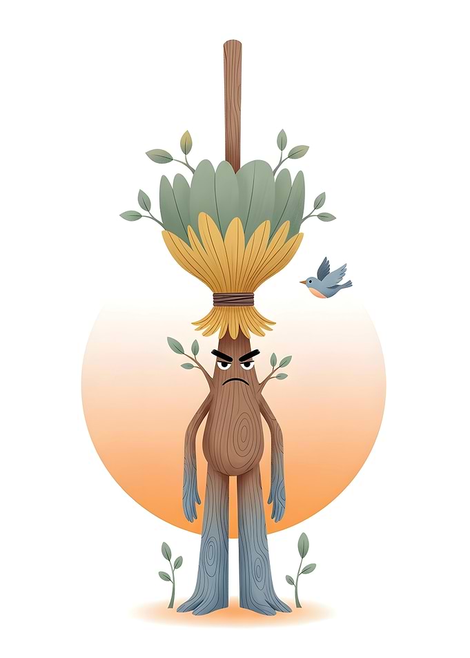 Angry Tree Monster with Bird