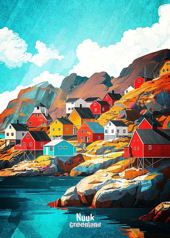 Colorful Houses in Nuuk Greenland Poster