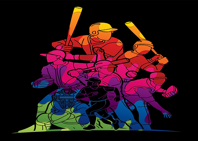 Baseball Players in Dynamic Pose