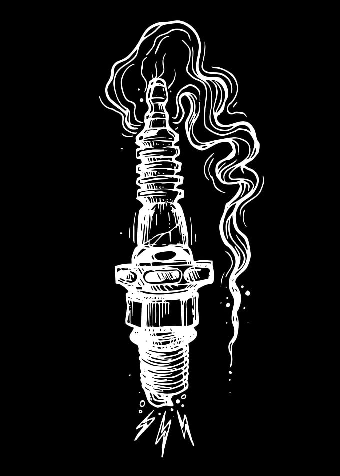 Spark Plug with Smoke and Lightning