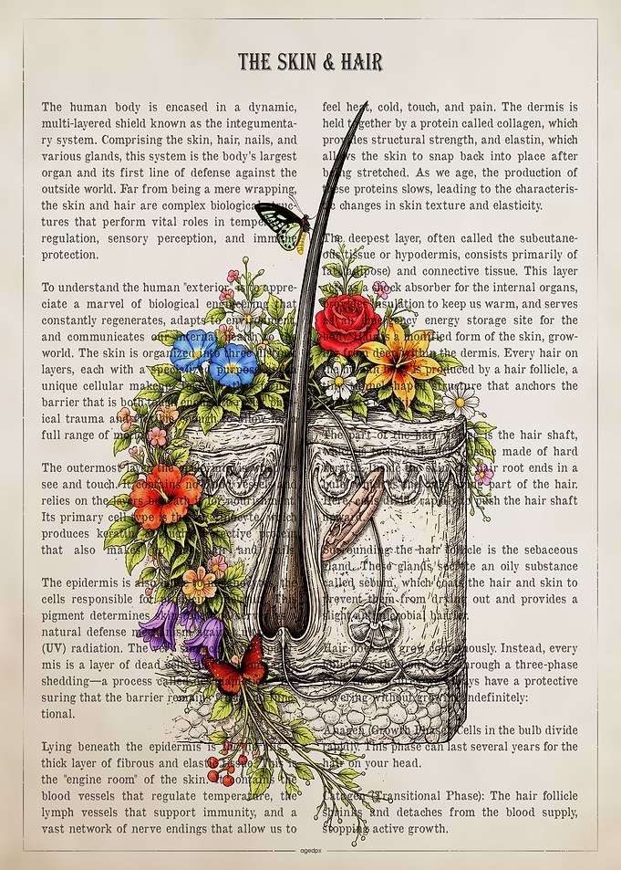 Botanical Illustration of Hair Follicle Anatomy