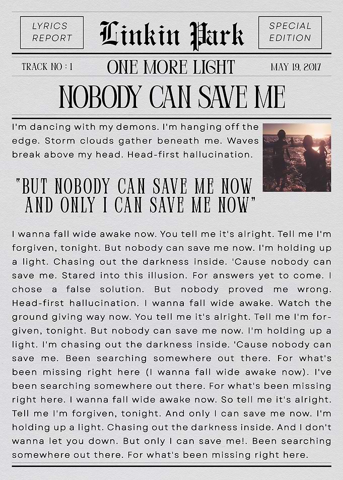 Linkin Park 'Nobody Can Save Me'