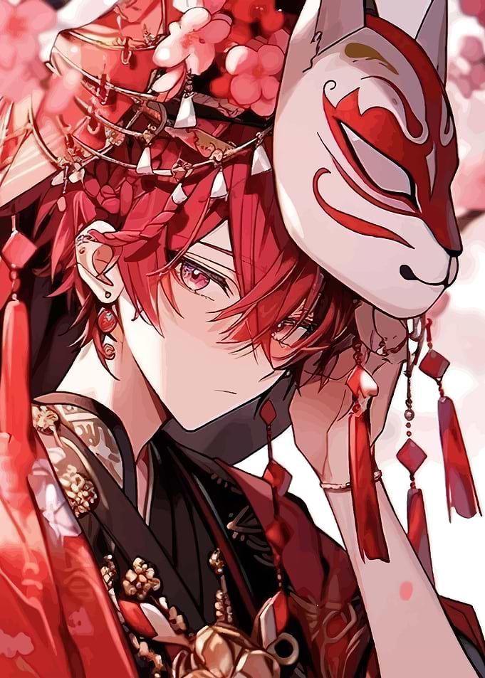 Anime character with Kitsune mask