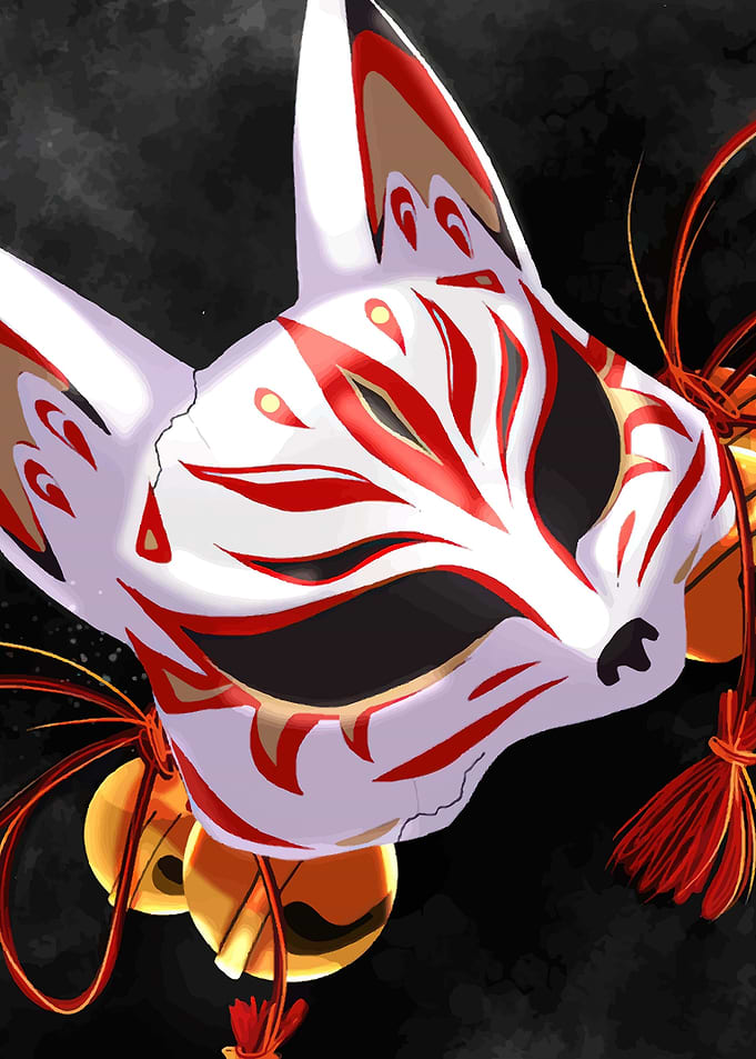 Kitsune Mask with Bells