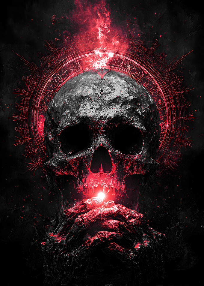Demonic Skull with Red Energy